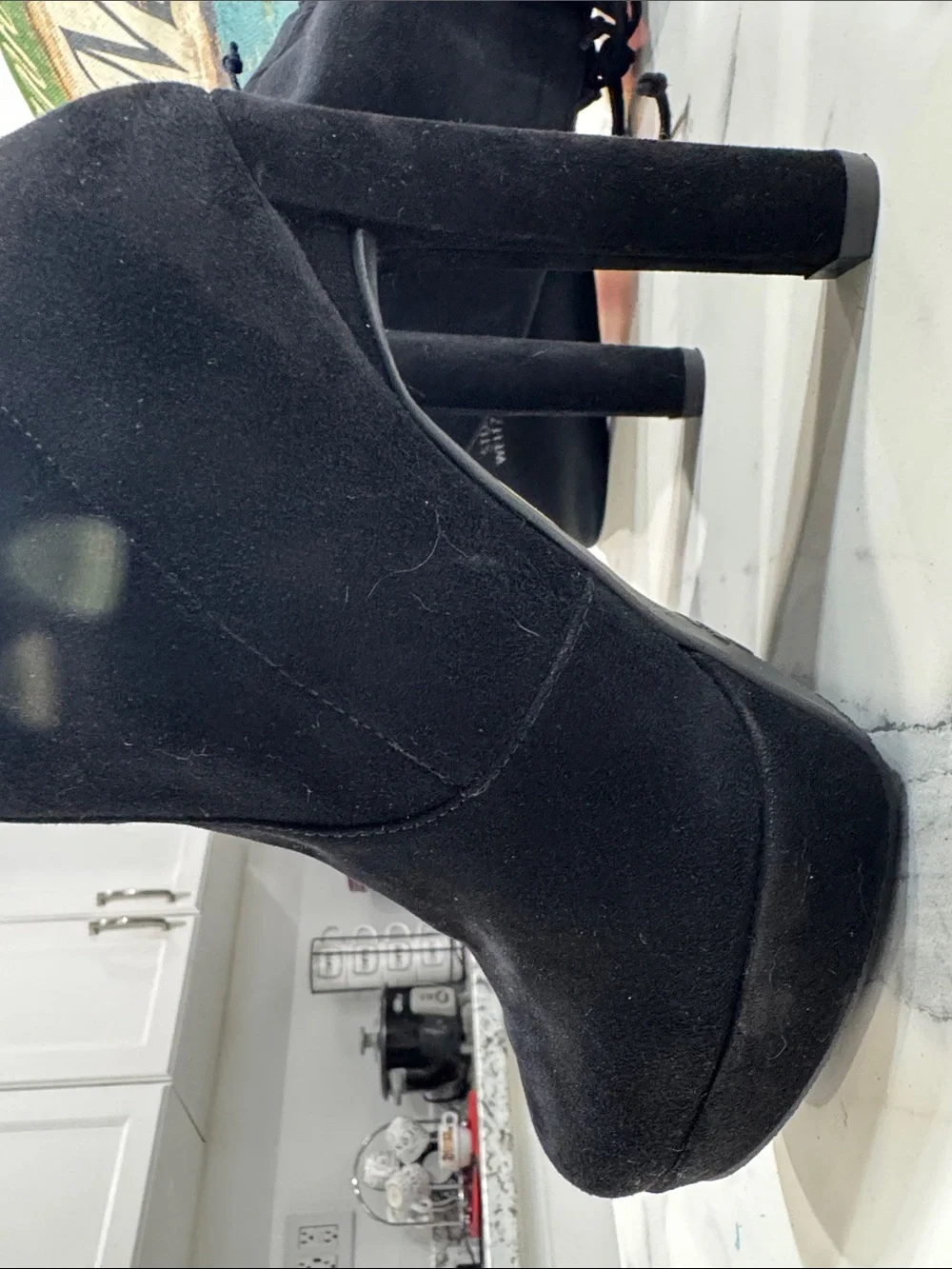 Stuart Weitzman Black Over-the-Knee Suede High Heel Boots